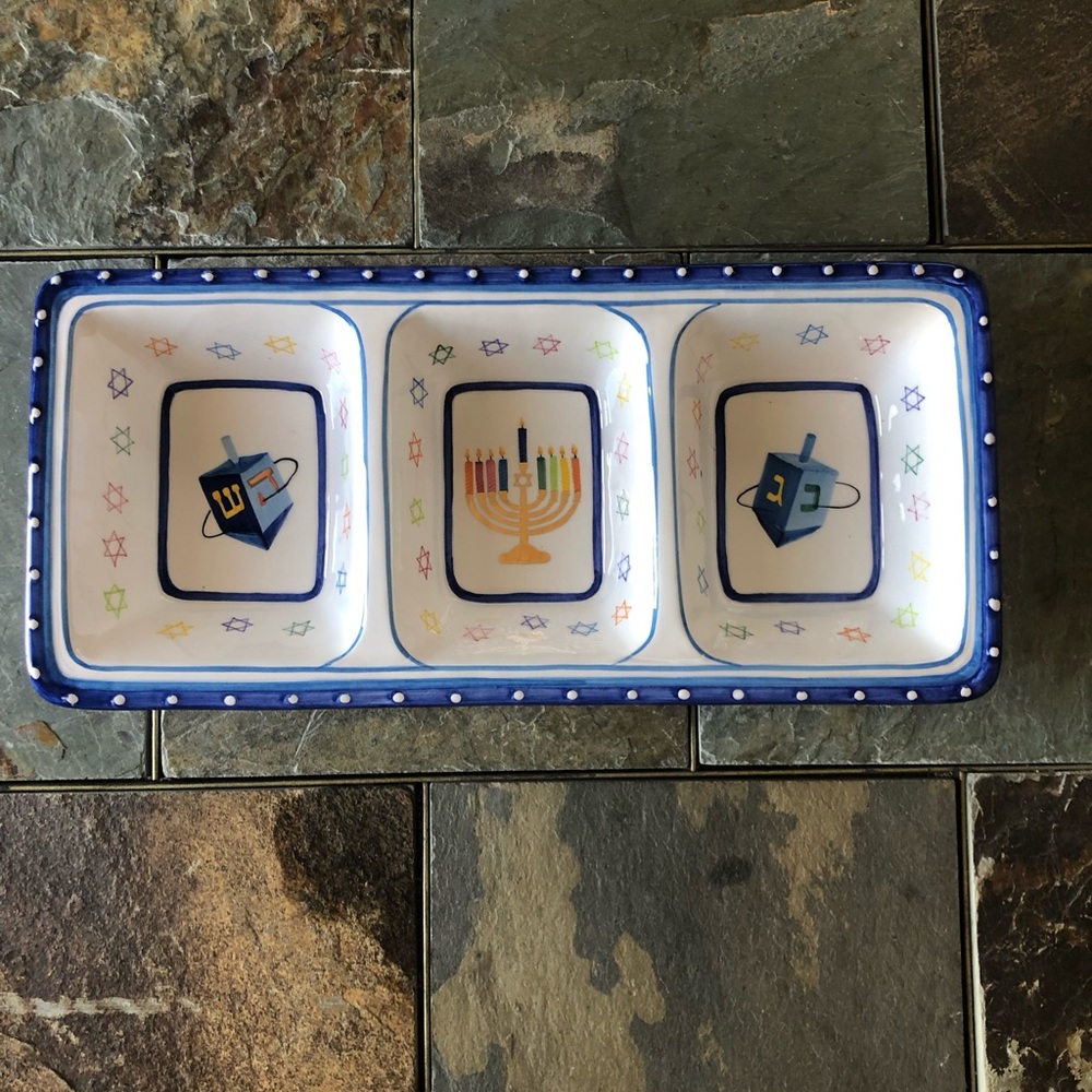 Chanukah  hand painting ceramic server dish
